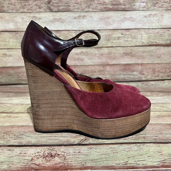 Chloe Red Suede Platform Heels - Picture 4 of 8